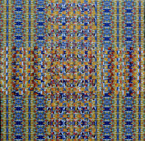 neun quadrate, vergilbt, 2014, C-Print gewebt, 39 x 39 cm